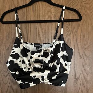 Cropped Cow Print Tank Top